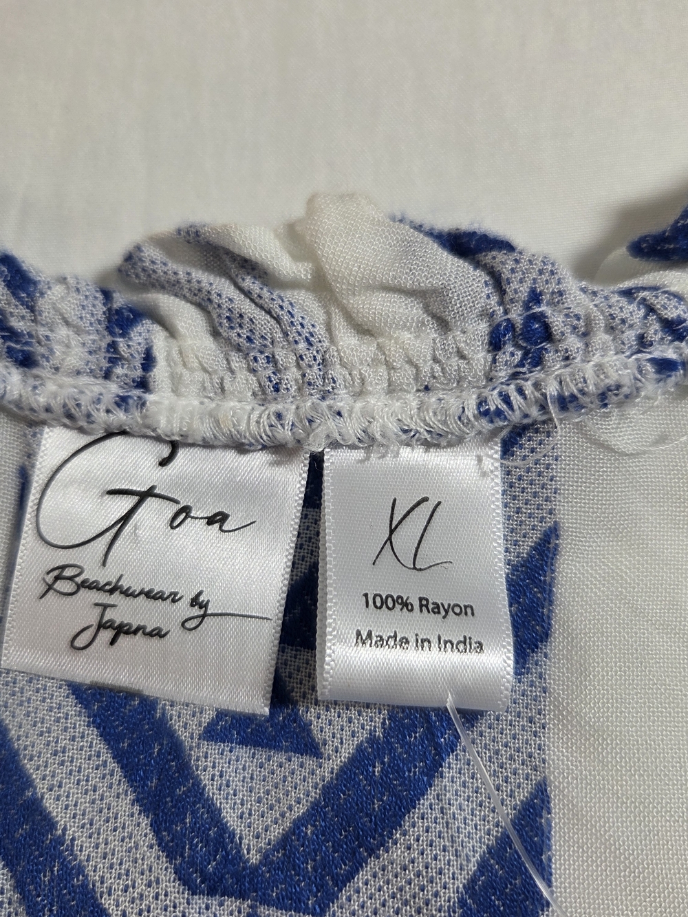 Goa Beachwear Japna Dress Maxi Striped White Blue Sleeveless V-Neck Beach Summer - Picture 3 of 14